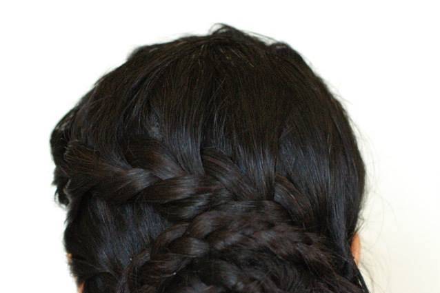 Details of braided updo