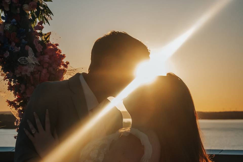 Married couple at sunset