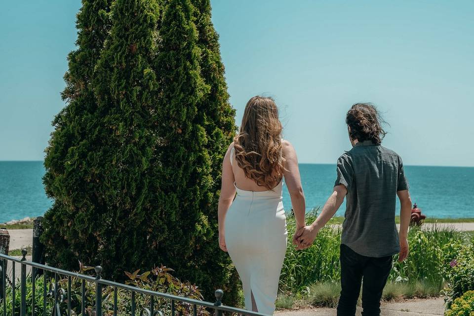 Engagement photo at lake in WI