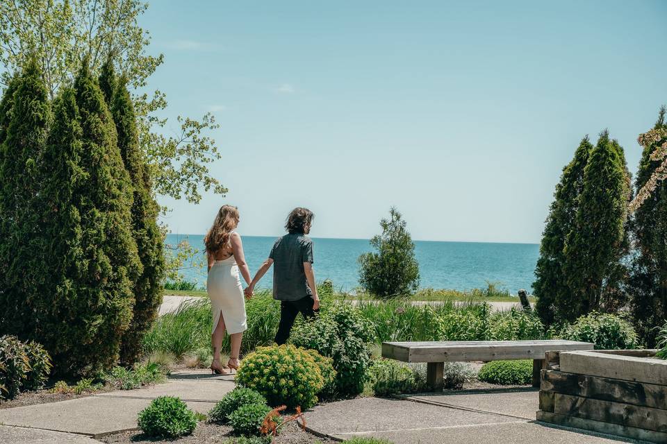 Engagement photo at lake in WI