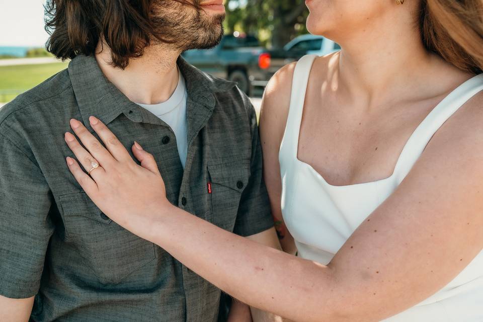 Engagement photo at lake in WI