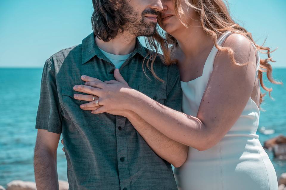 Engagement photo at lake in WI