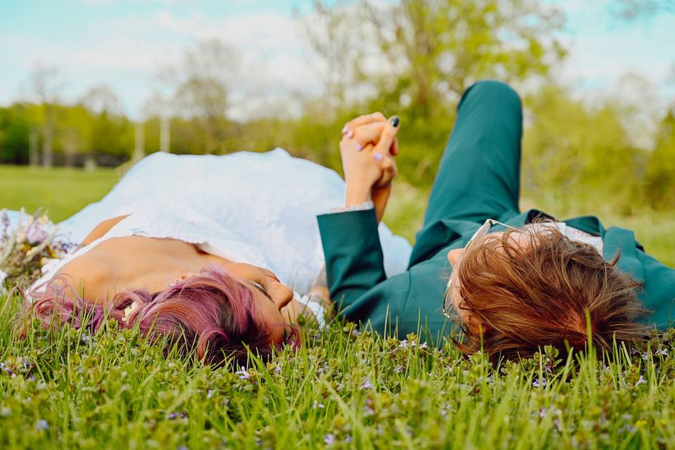 Romance couple in grass