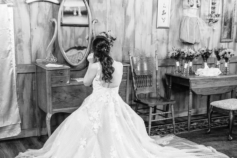 Bride in brides room