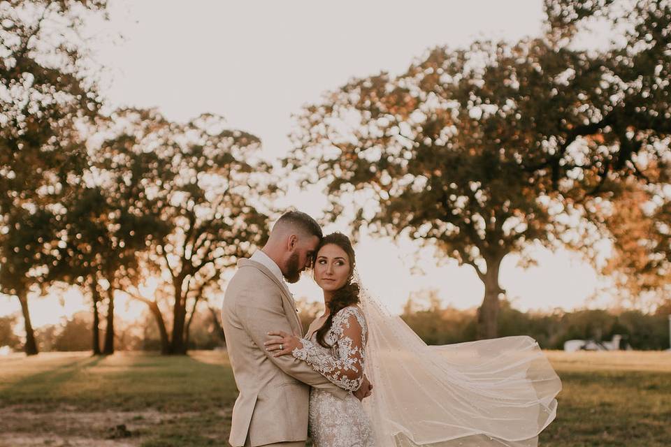 Golden hour newlywed portraits