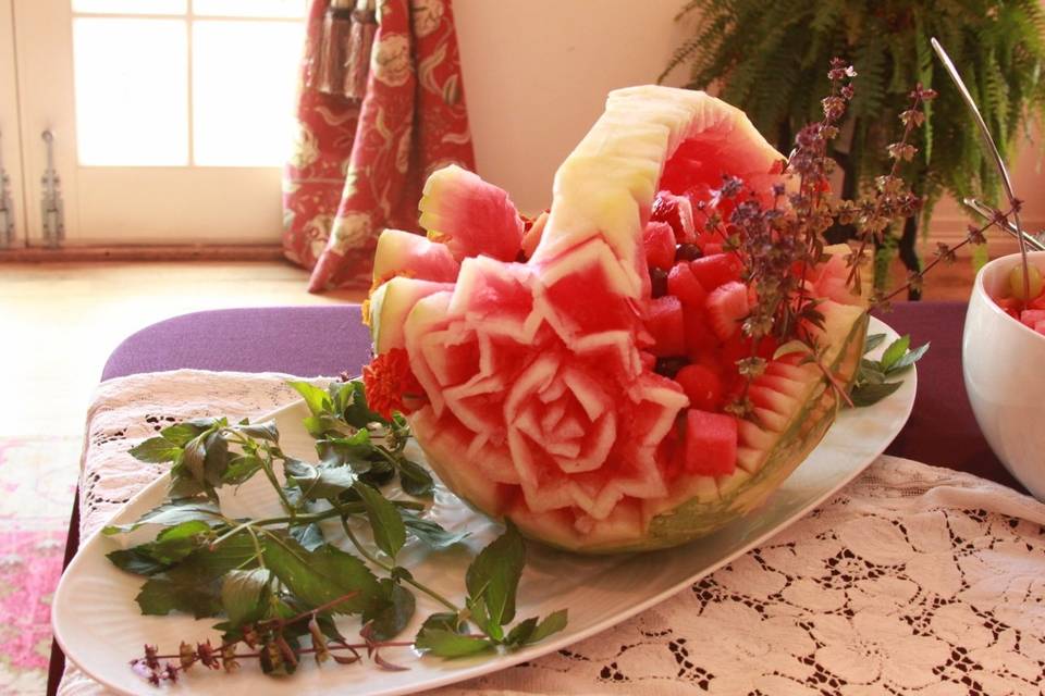 Carved watermelon basket