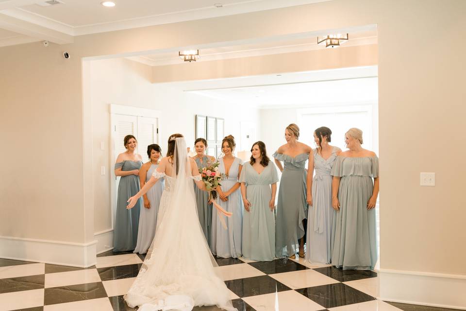 First look with Bridesmaids
