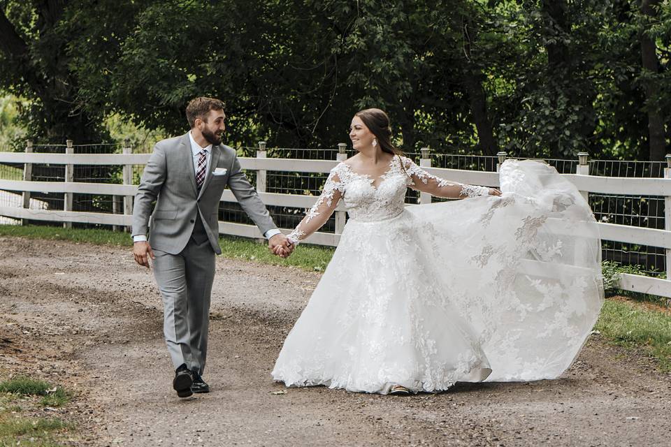 Bride and groom dress