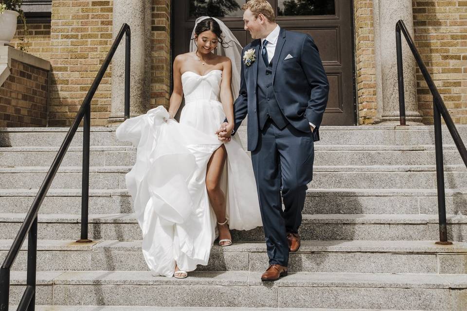 Bride and groom church