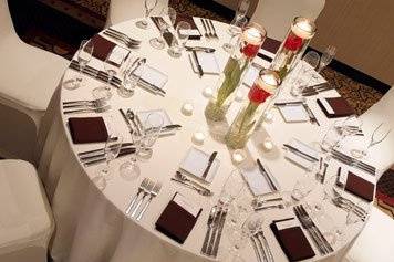 Table set-up with candle centerpiece