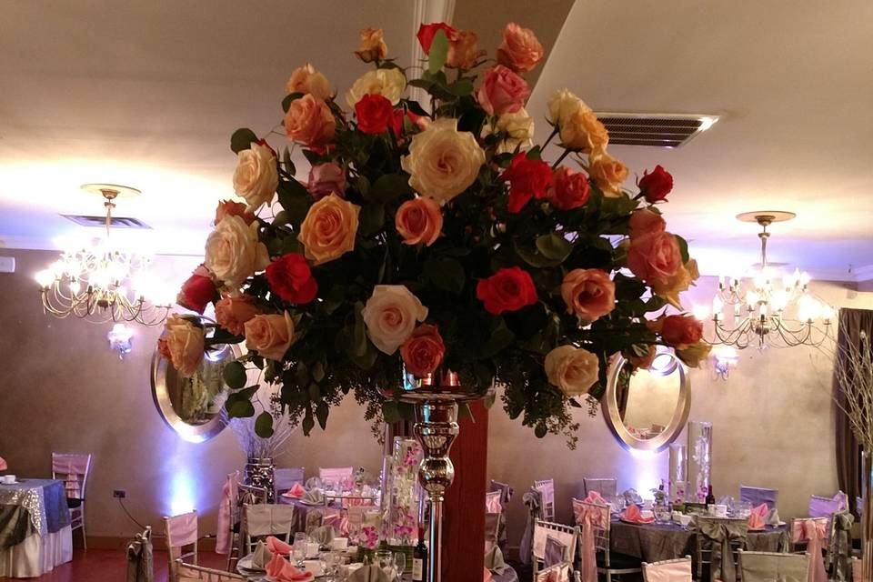 Raised floral centerpiece