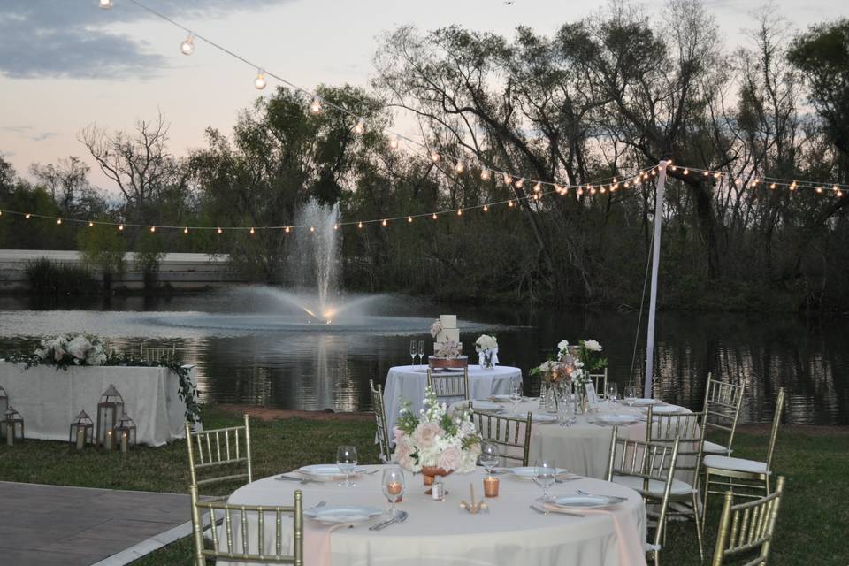 Outdoor event by the pond