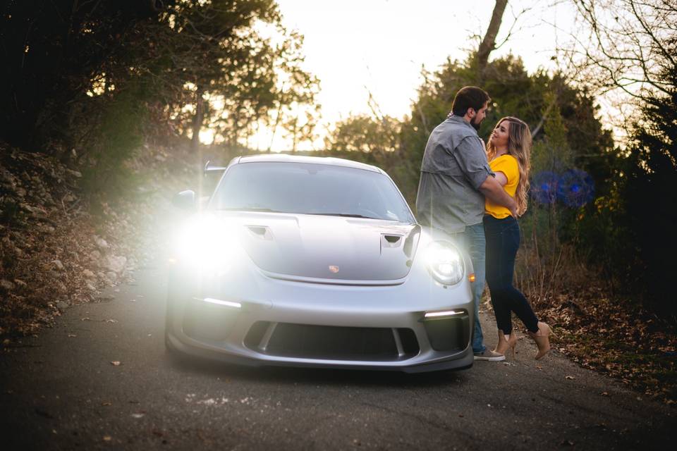 Engagements with sports car
