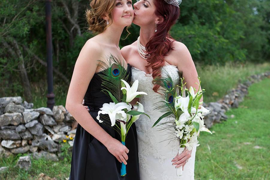 Gossamer Wedding, Bridesmaid hair by Becky Joyce, Makeup & Hair by Jessi Pagel Diaz on bride and makeup on bridesmaid