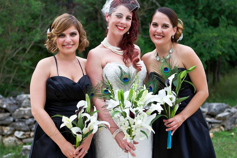 Gossamer Wedding, Wedding party hair by Becky Joyce, Makeup & Hair by Jessi Pagel Diaz on bride and makeup on wedding party