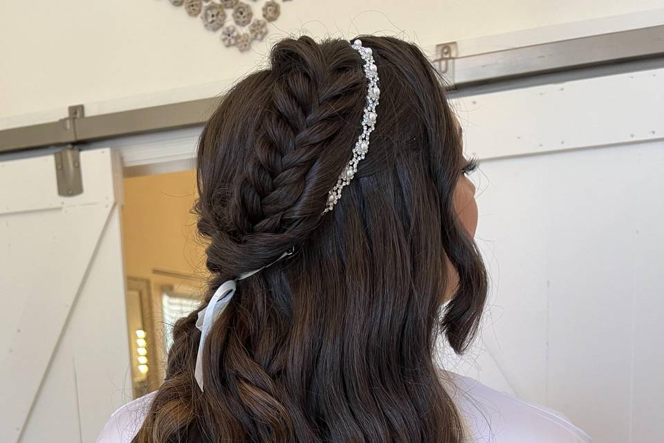 Half up style with braid