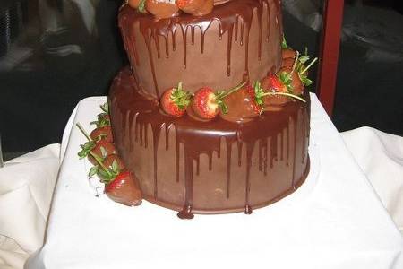 Decadent chocolate ganache and strawberries