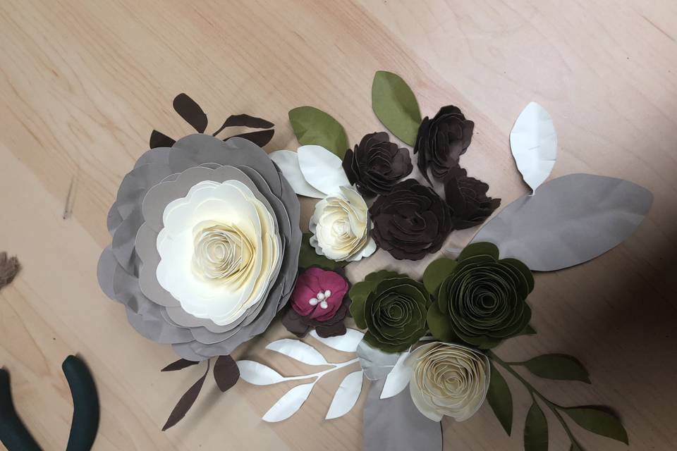 Roller paper flower samples.