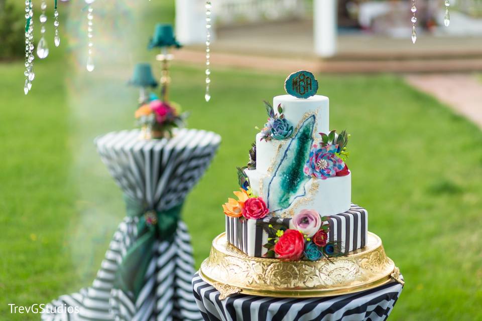 Bohemian inspired Geode cake