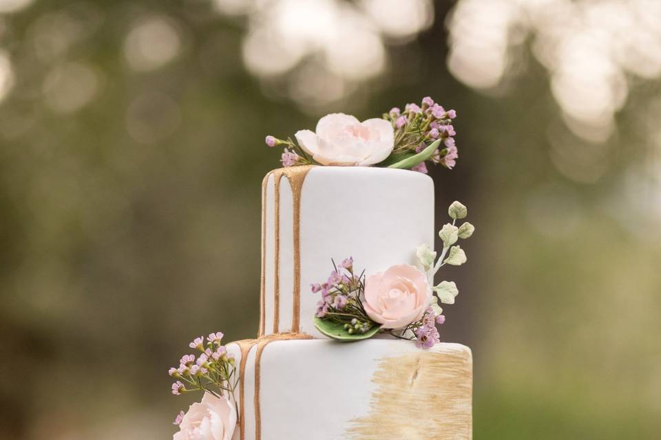 Marble and gold leaf cake