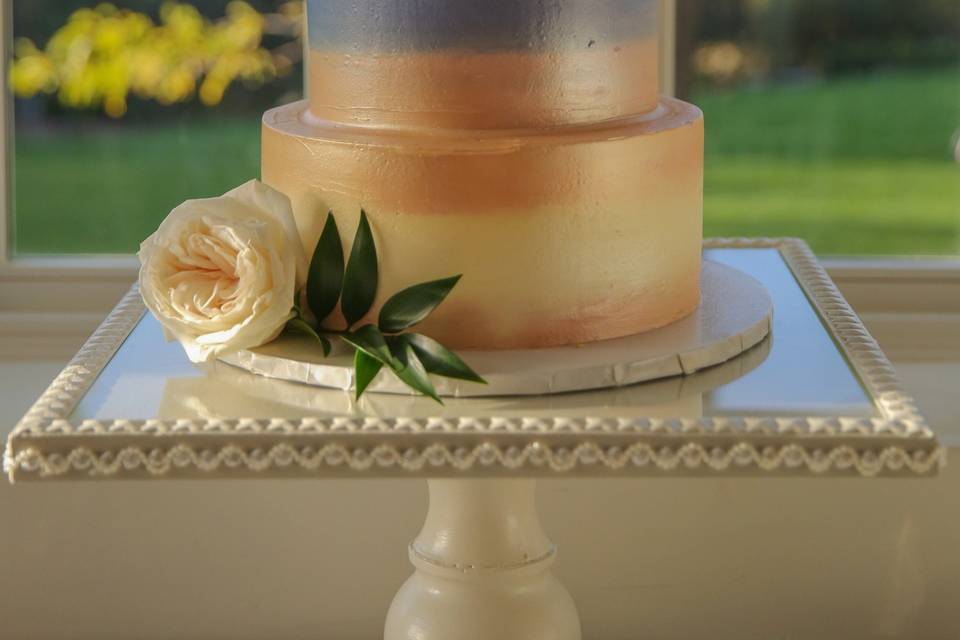 Two Tier Cake 47 - Metallic Gold Airbrush - Aggie's Bakery & Cake Shop