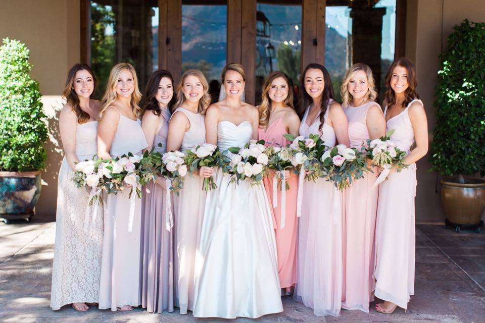 Bride with bridesmaids