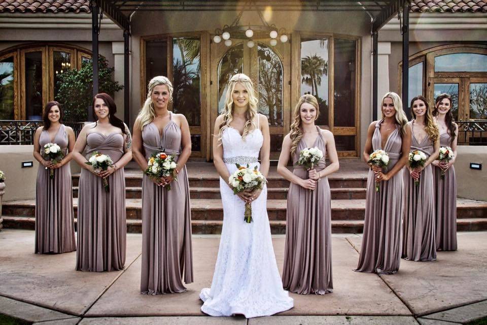 Bride with her bridesmaids