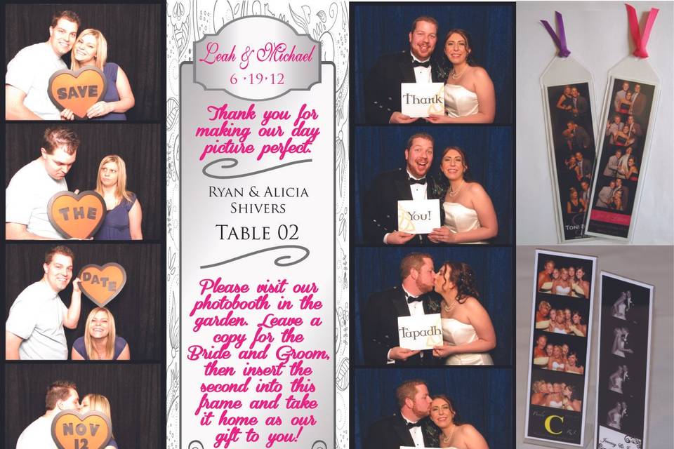 Qwik Picz Photo Booth Ideas & Extras. Save the Dates, Escort Cards, Thank You Cards, Bookmark Sleeves, Frames.