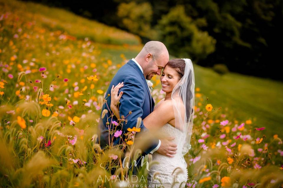 Couple shoot in the field