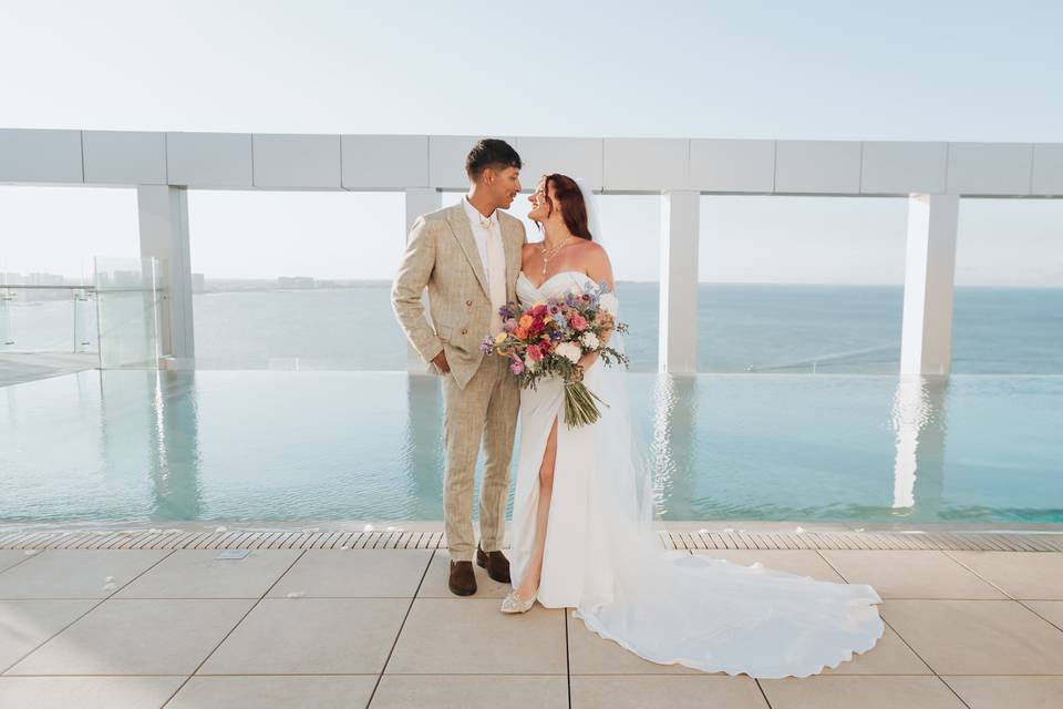 Newlyweds at the Elevator