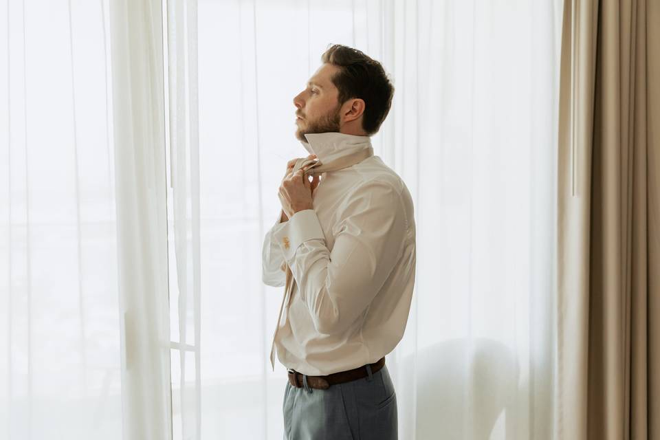 Groom Getting Ready