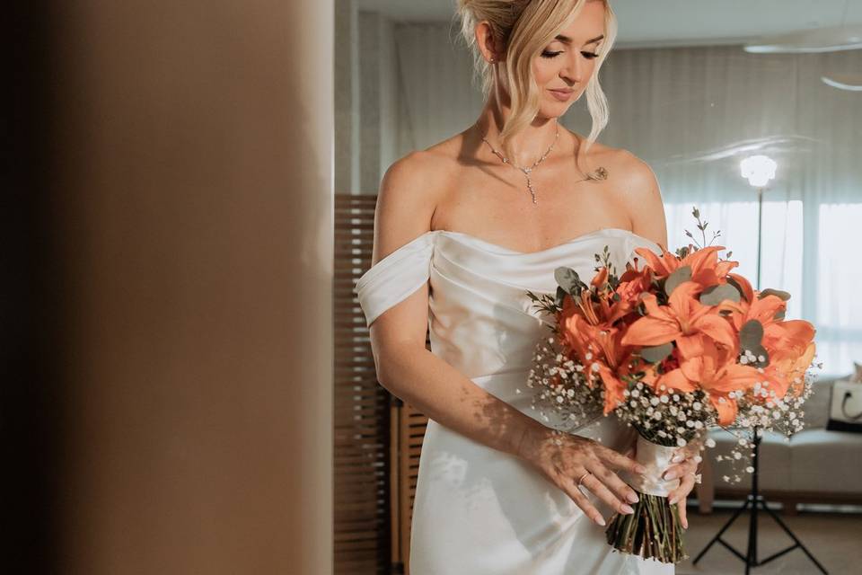 Bride and Bouquet