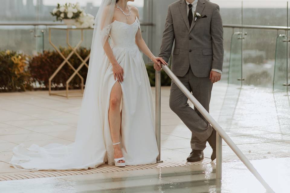 Newlyweds at the beach