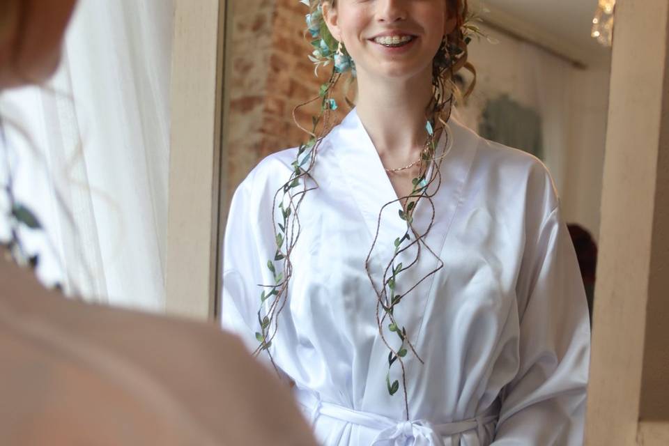 Bride in mirror