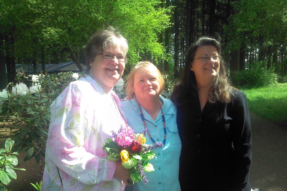 It was my honor to officiate the legal Wedding of Pam & Carlyne today, April 27th, 2013 at the local Orchards Park in Orchards, WA! I hope the best to you both in your future 'Life Adventures' together! (Pam & Carlyne have been in a committed relationship of 29 years!)