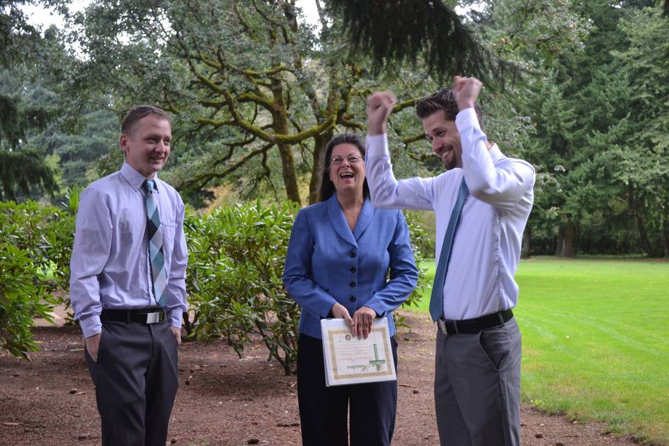 Yah! Jamie and Paul are married! Doing the 'Happy Dance'! Congratulations to you both! I hope the best to you in all of your future 'Life Adventures' together!