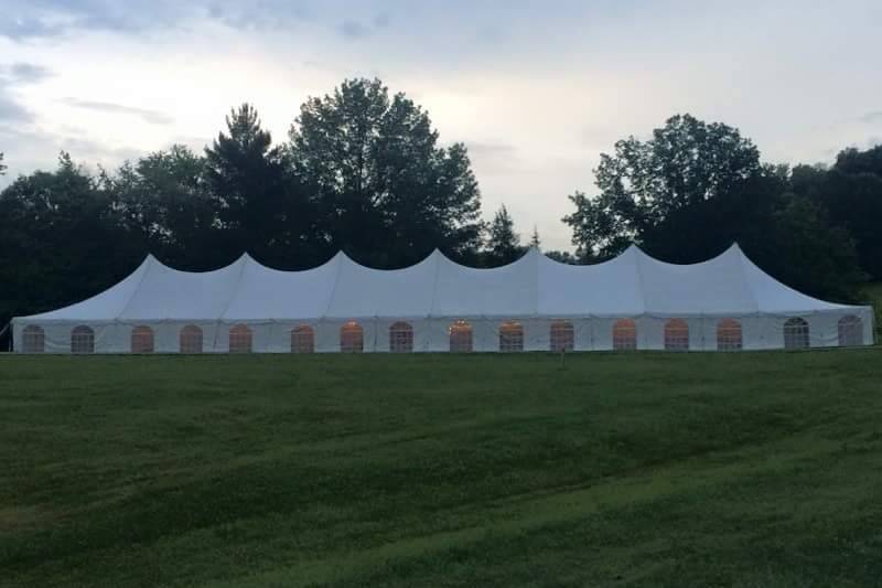 40X160 WHITE POLE TENT WITH CATHEDRAL WINDOW SIDES