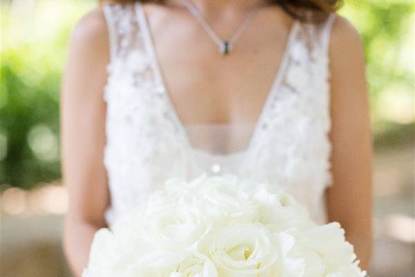 The bride holding her bouquet