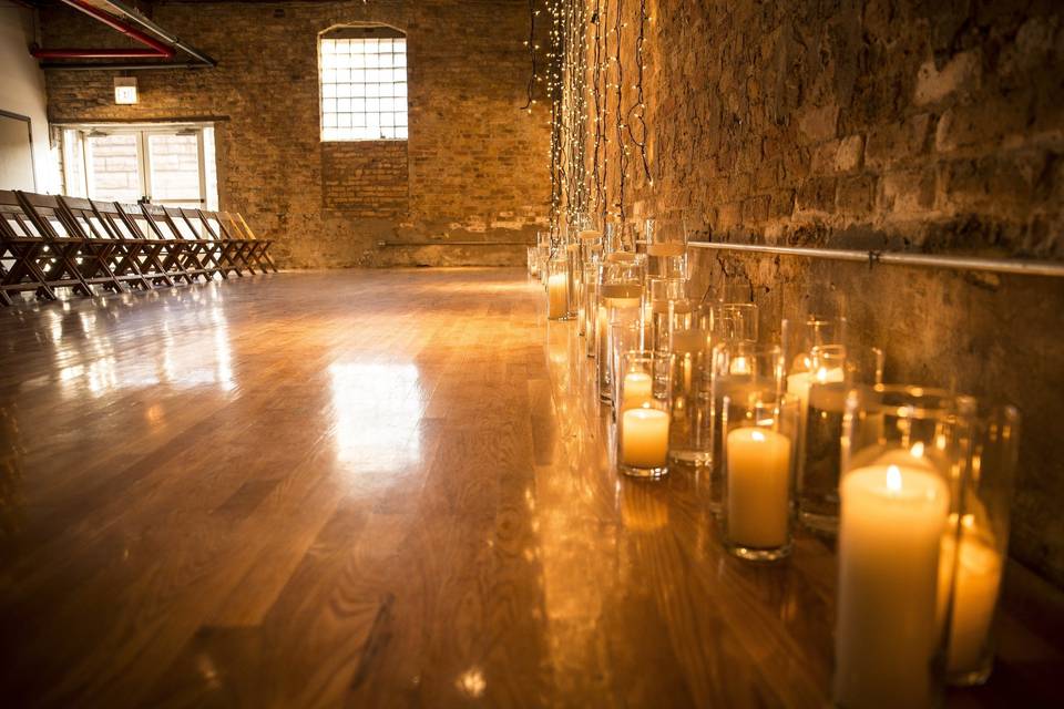 Chairs setup with candles