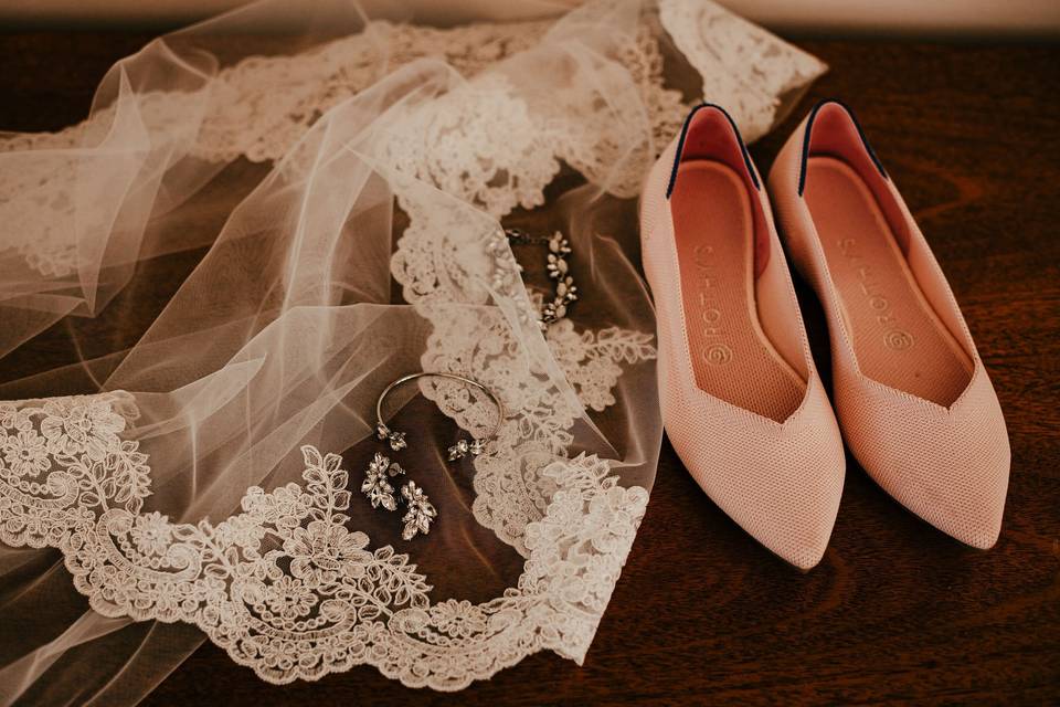 Shoes and veil