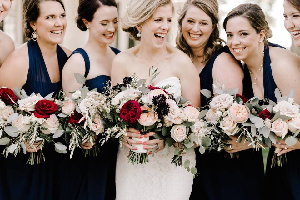 Bride with bridesmaids