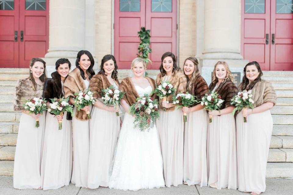 Bride with bridesmaids