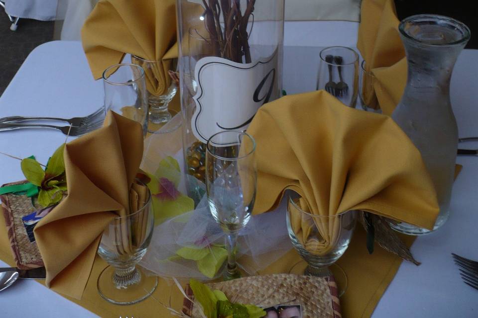 Table setup with centerpiece