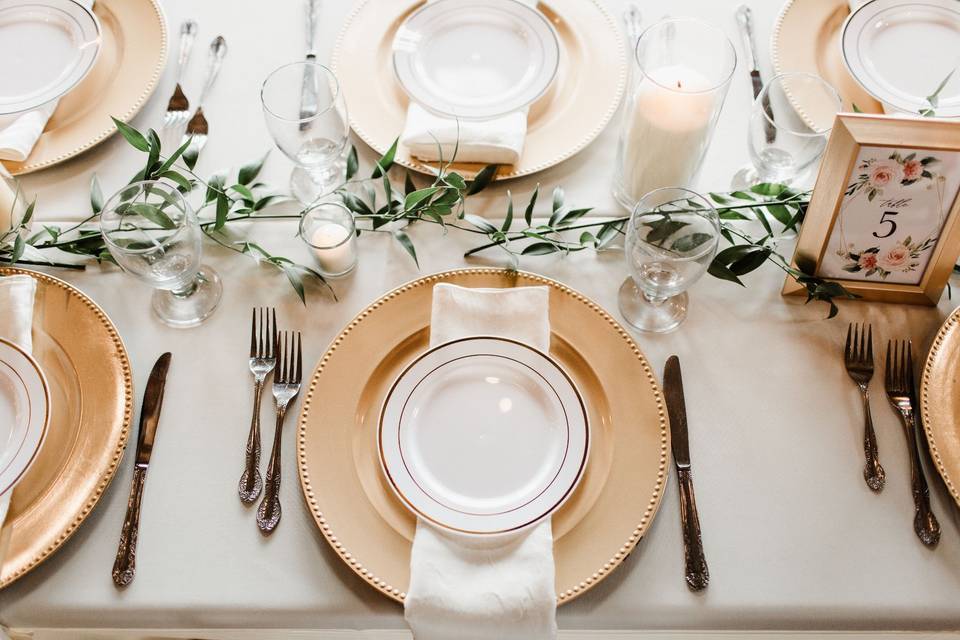 Table Settings w. Gold Accents