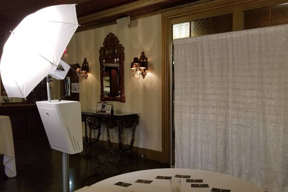 Photo booth set up with lighting