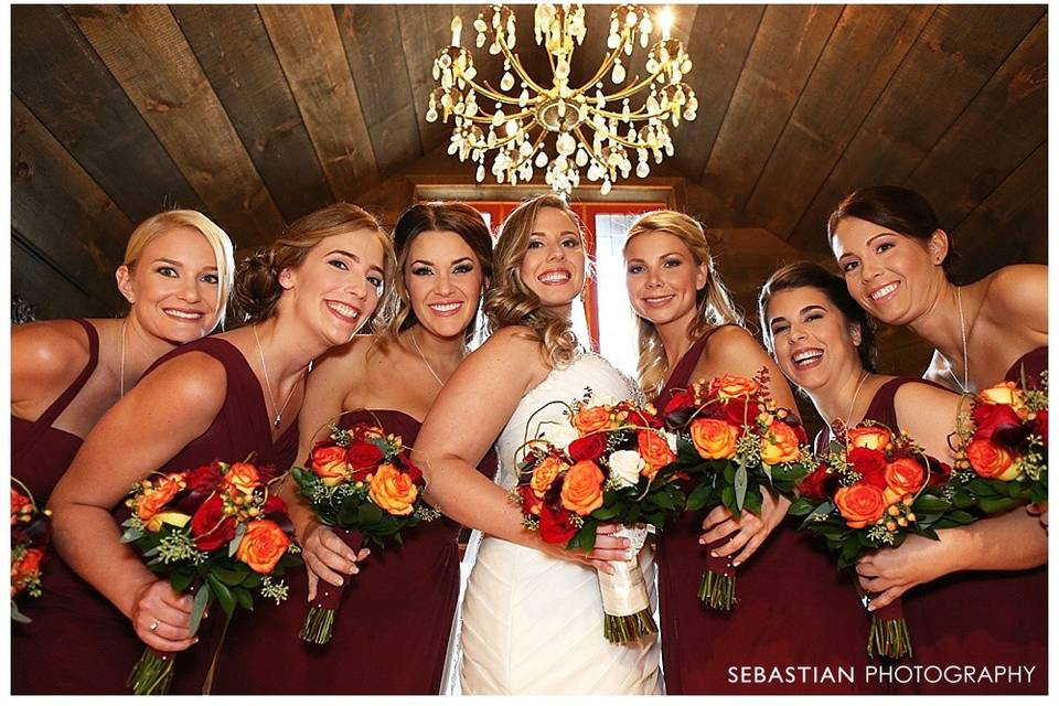 Bride and her bridesmaids