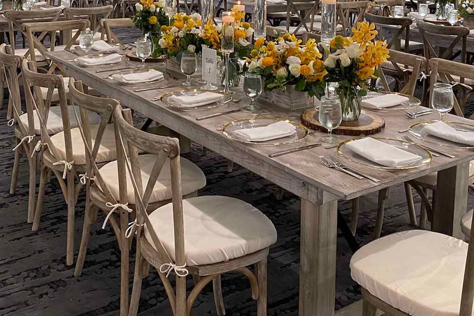 Whitewash Farm Tables/Chairs