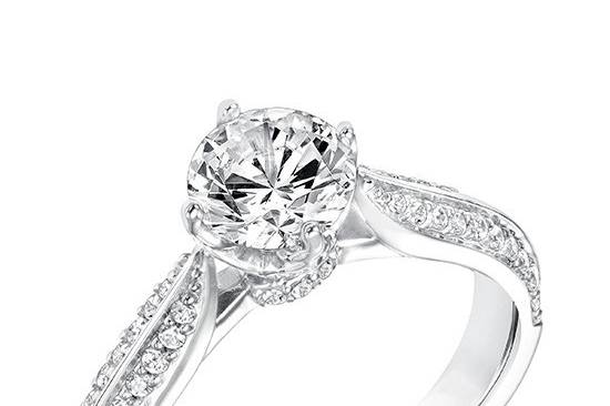 Style ArtCarved 31-V661ERW <br> Eloise.  Classic Diamond Double Row Engagement ring.  Available in Platinum, 18K White or Yellow Gold, 14K White or Yellow Gold or Palladium.