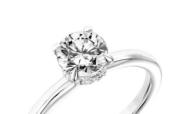 Style ArtCarved 31-V748ERW <br> ERIN, Classic Diamond Solitaire Engagement Ring with Double Wrapped Diamond Collar