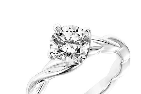 Style ArtCarved 31-V769ERW <br> KASSIDY, Contemporary Diamond Engagement Ring with East-West Prongs and Polished Twisted Shank